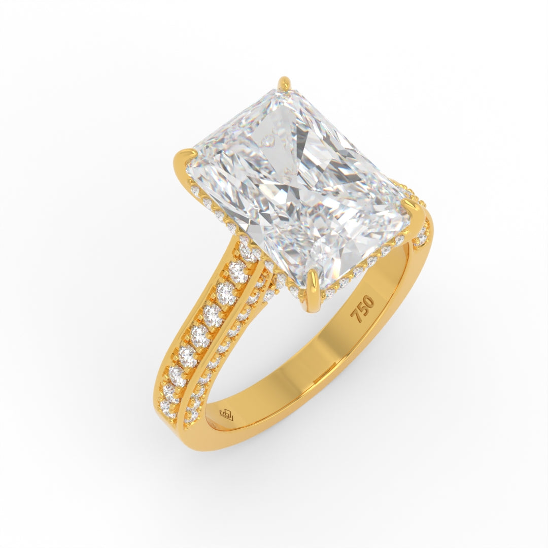 Katherine Radiant cut engagement ring 3D Diamond Band