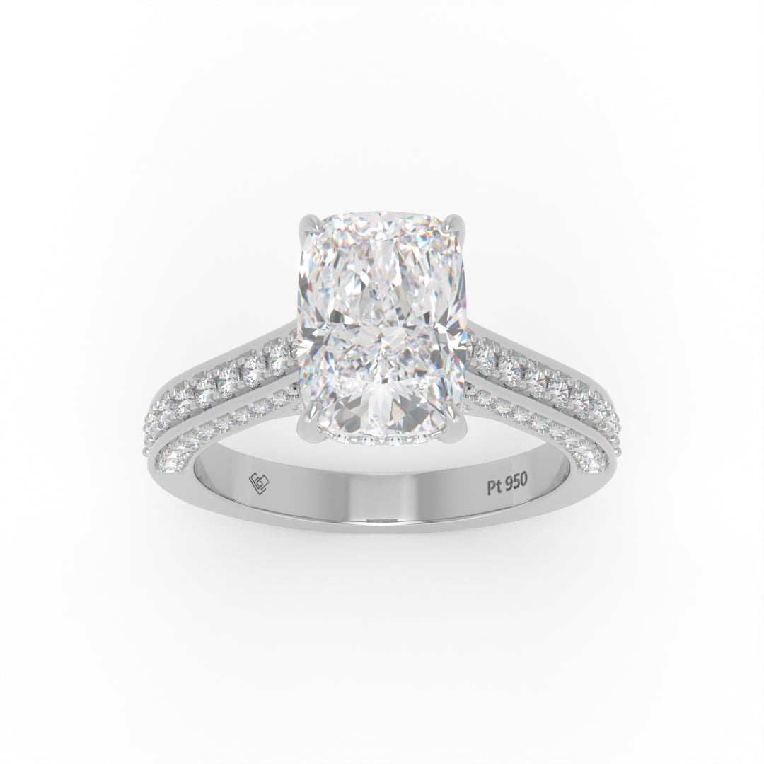 Katherine Cushion cut engagement ring 3D Diamond Band