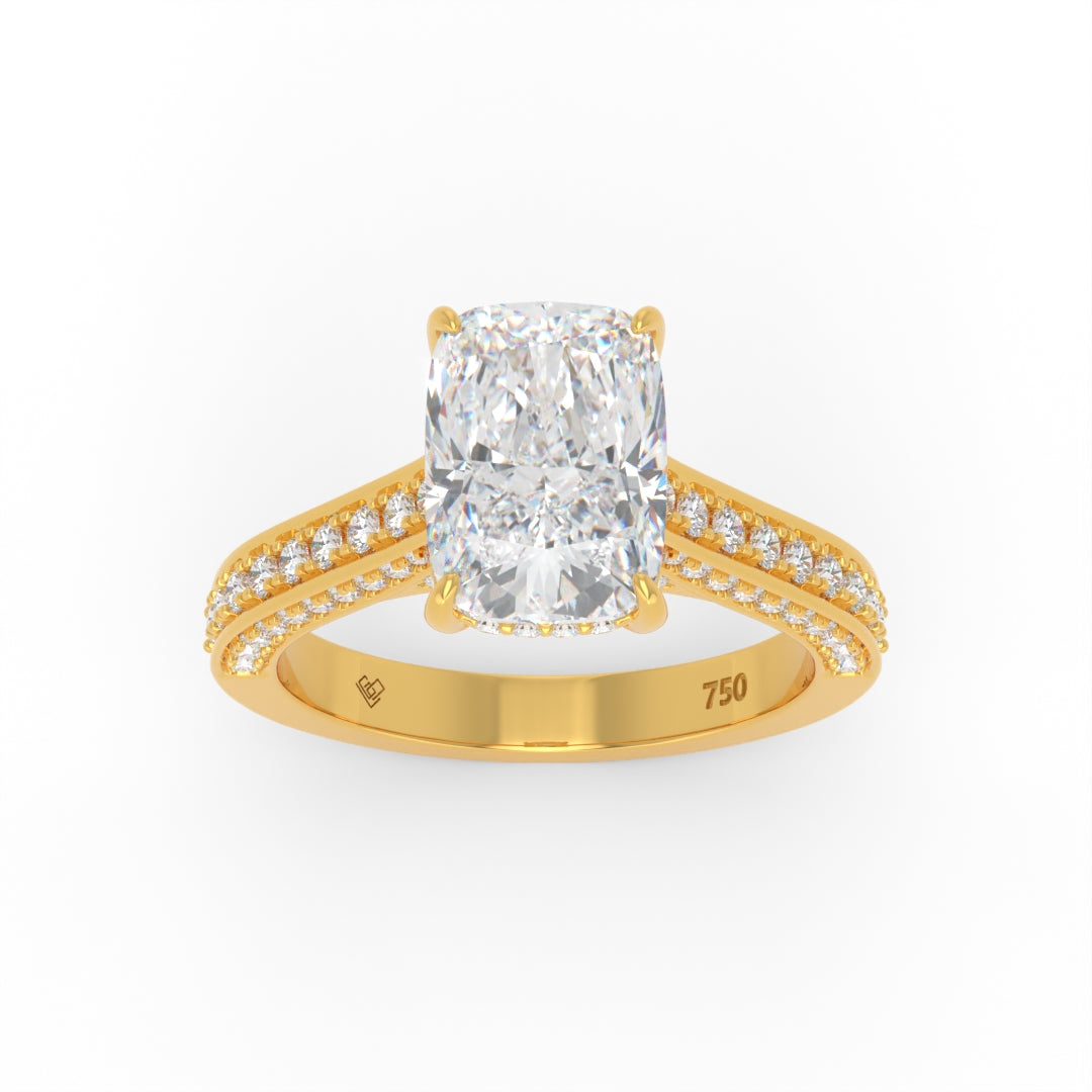 Katherine Cushion cut engagement ring 3D Diamond Band