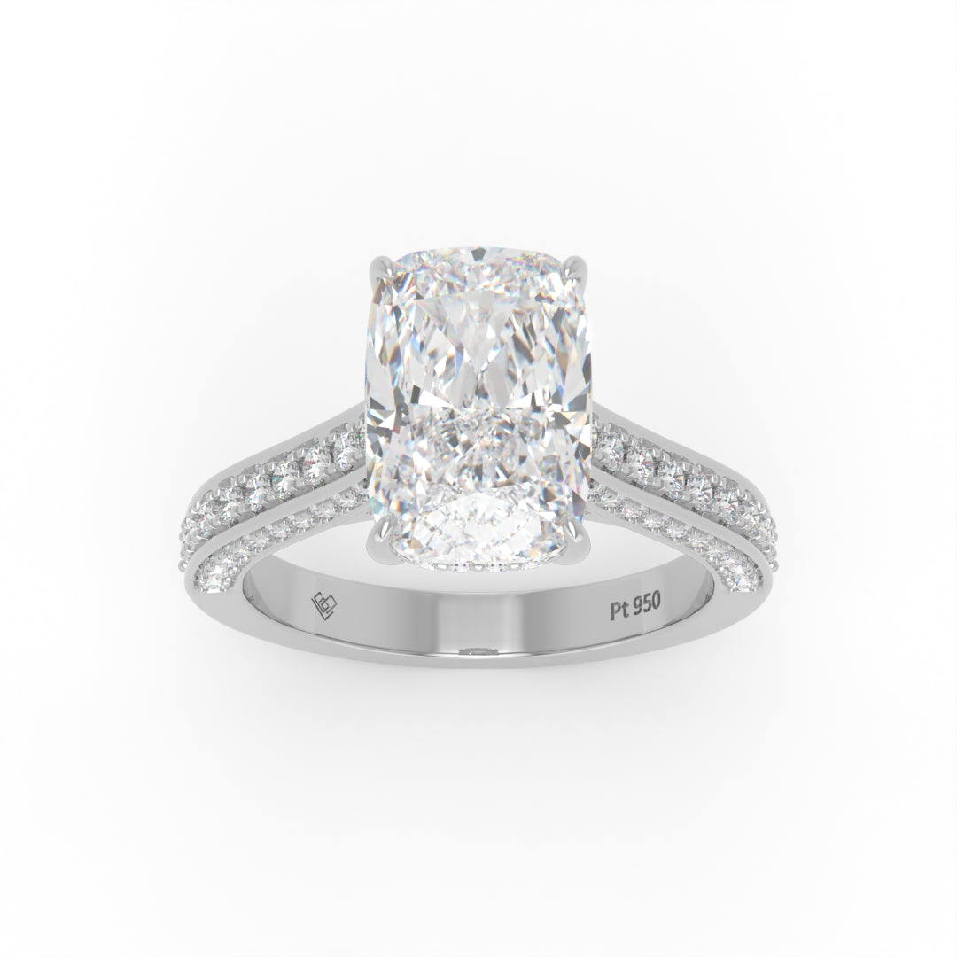 Katherine Cushion cut engagement ring 3D Diamond Band