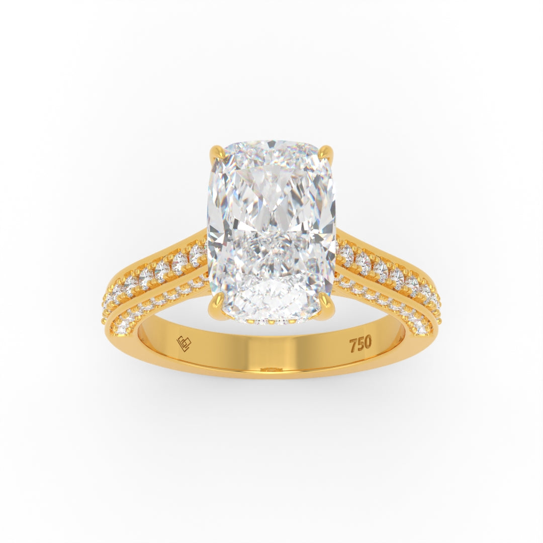 Katherine Cushion cut engagement ring 3D Diamond Band