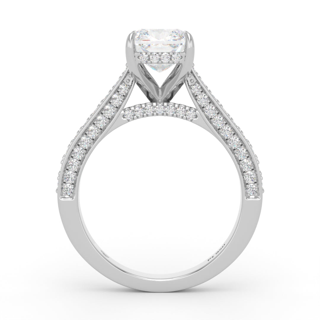 Katherine Cushion cut engagement ring 3D Diamond Band