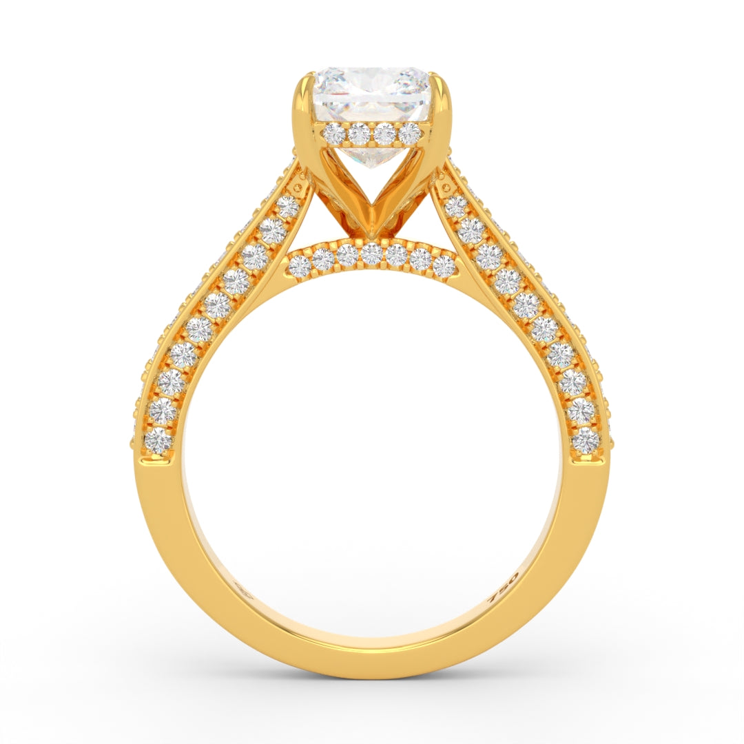 Katherine Cushion cut engagement ring 3D Diamond Band