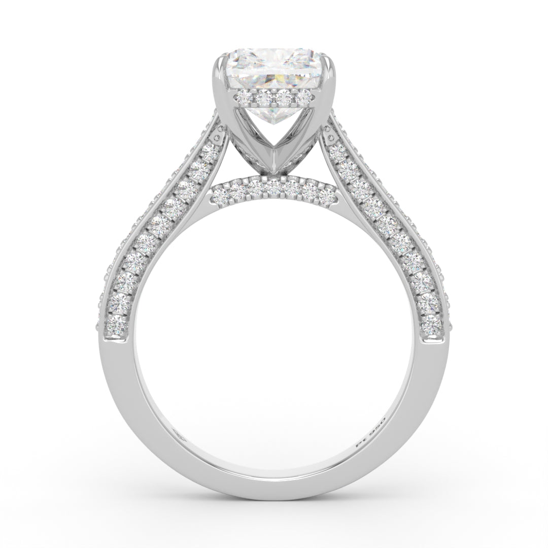 Katherine Cushion cut engagement ring 3D Diamond Band