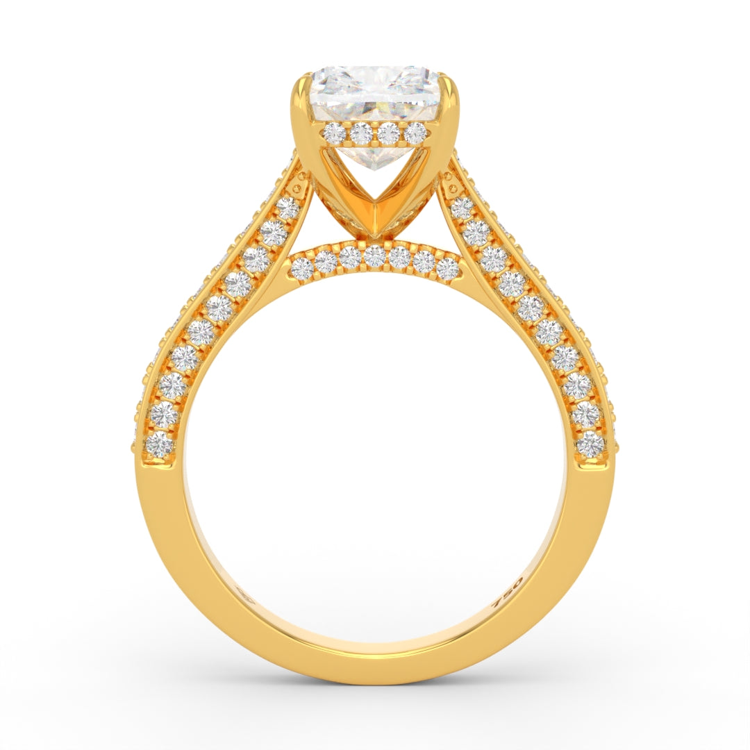 Katherine Cushion cut engagement ring 3D Diamond Band