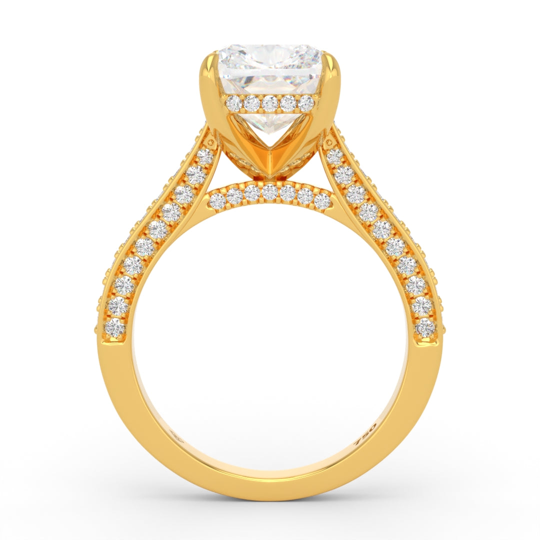 Katherine Cushion cut engagement ring 3D Diamond Band