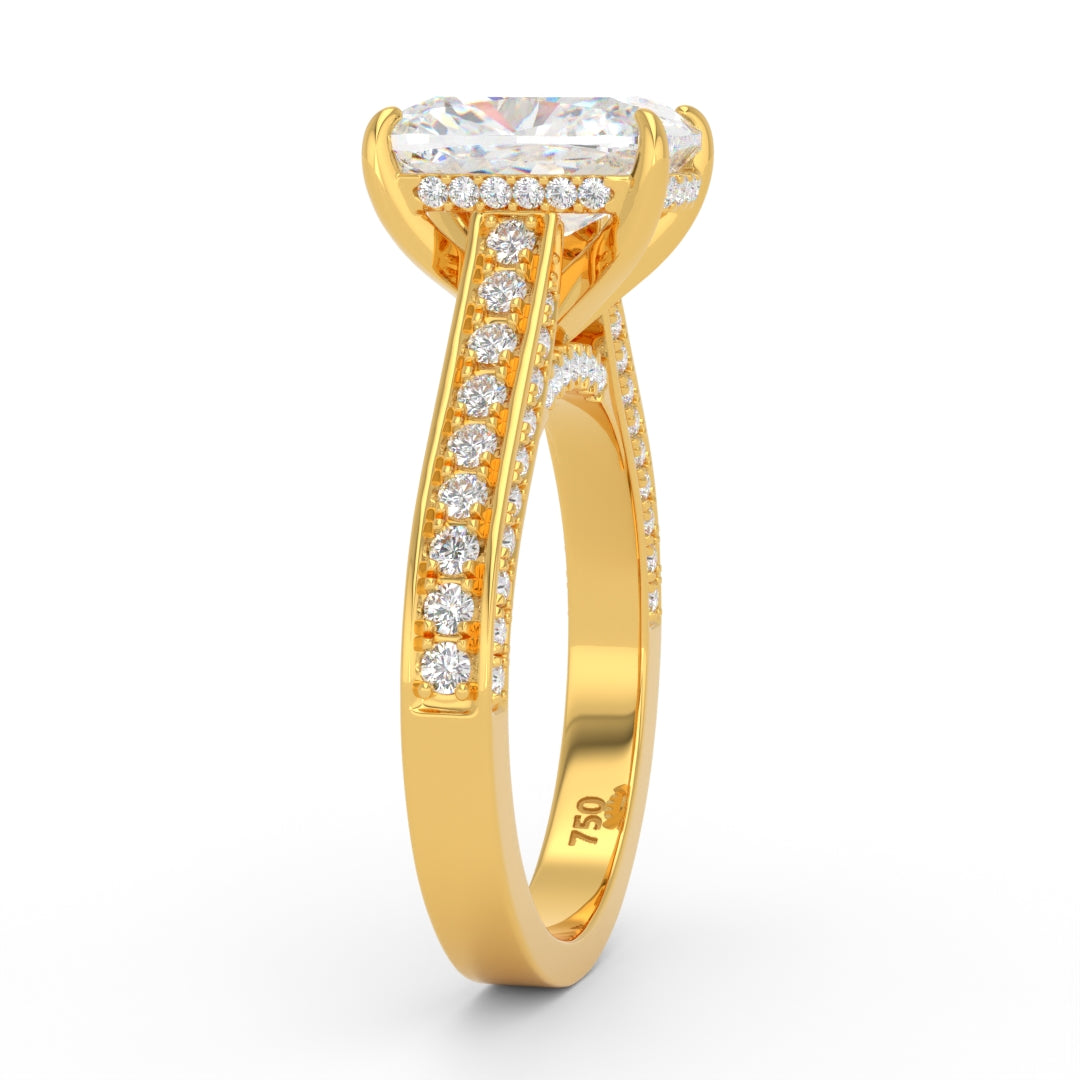 Katherine Cushion cut engagement ring 3D Diamond Band