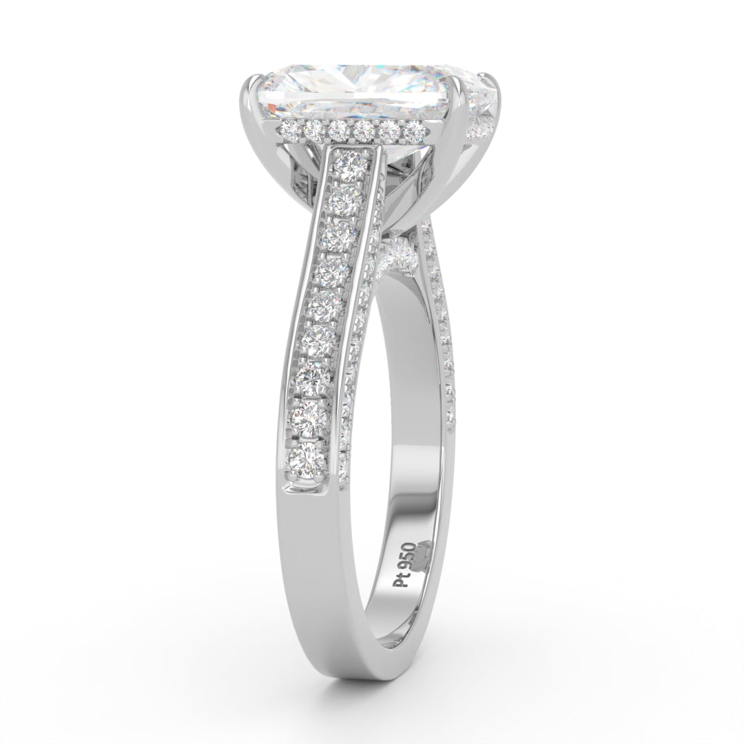 Katherine Cushion cut engagement ring 3D Diamond Band