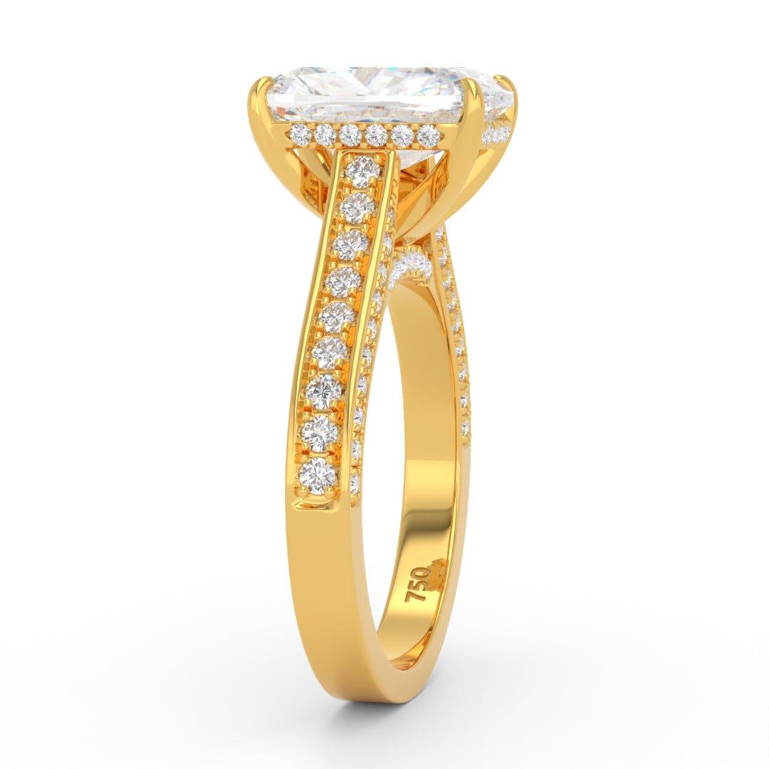Katherine Cushion cut engagement ring 3D Diamond Band