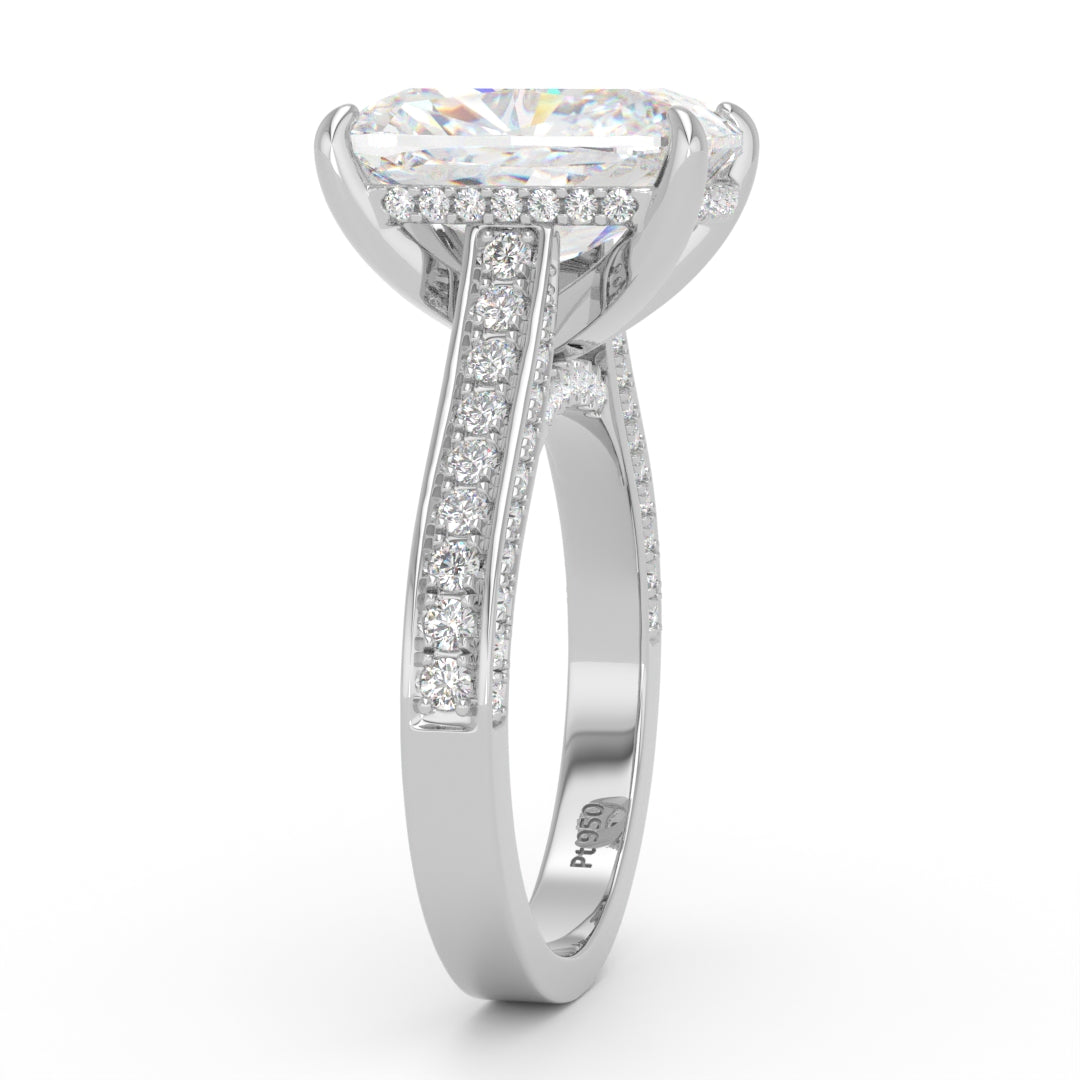 Katherine Cushion cut engagement ring 3D Diamond Band