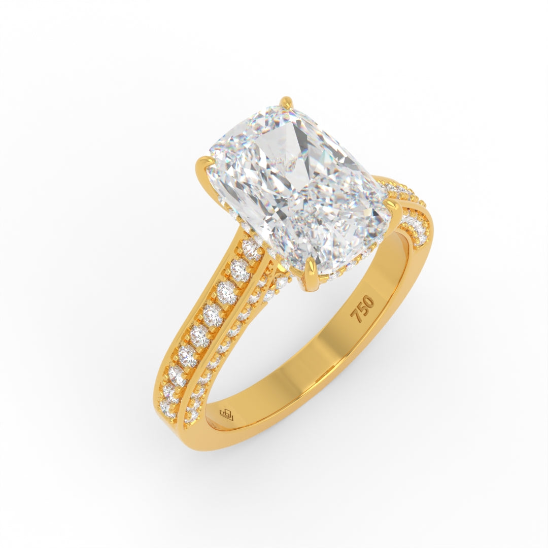 Katherine Cushion cut engagement ring 3D Diamond Band