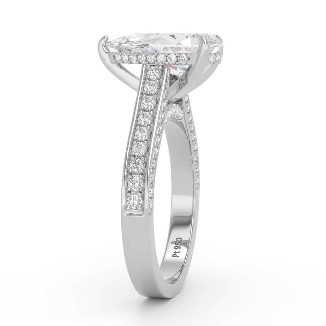 Katherine Pear cut engagement ring 3D Diamond Band