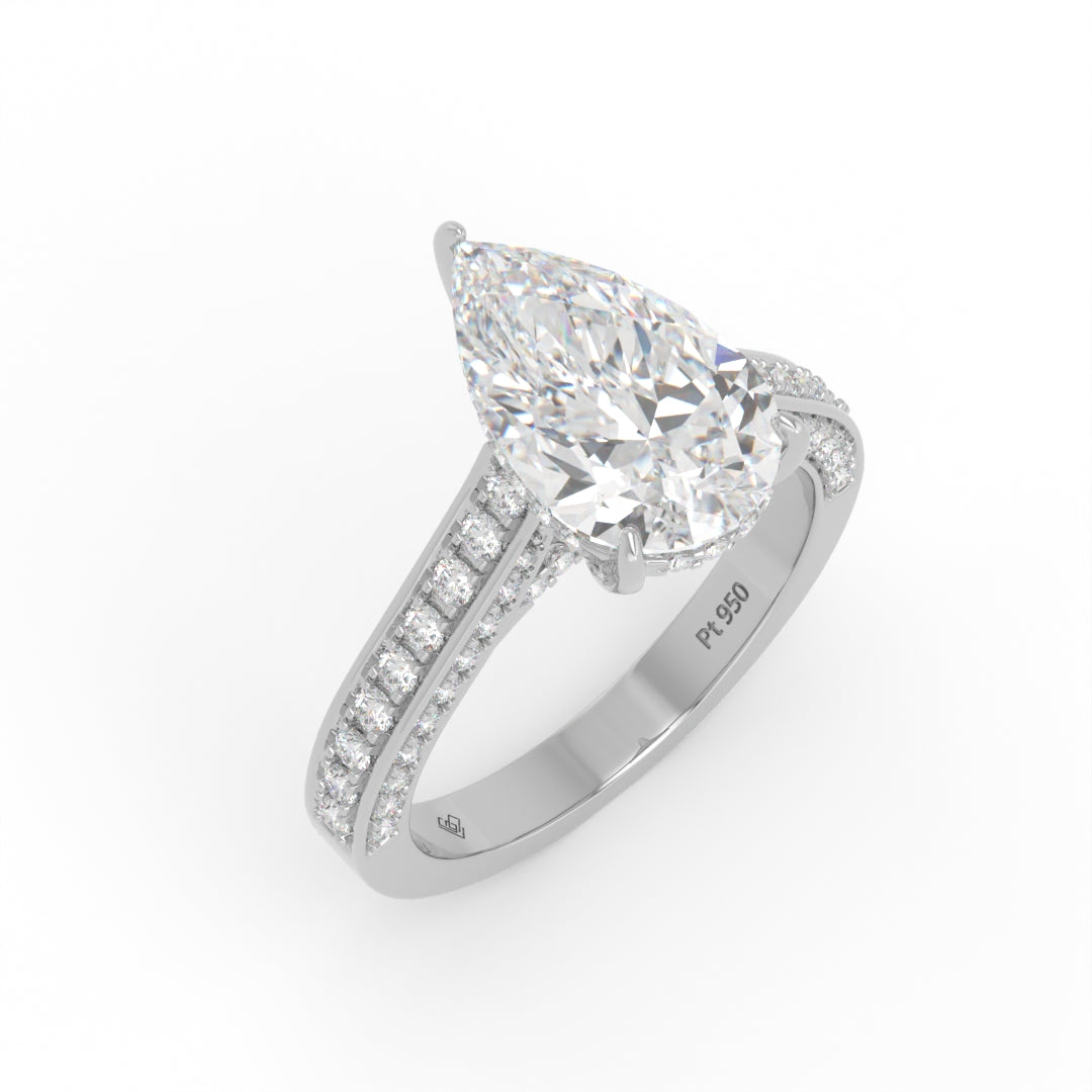 Katherine Pear cut engagement ring 3D Diamond Band