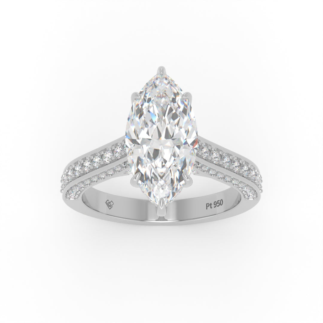 Katherine Marquise cut engagement ring 3D Diamond Band