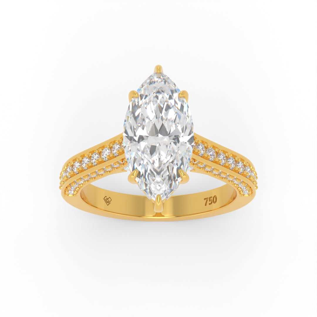 Katherine Marquise cut engagement ring 3D Diamond Band
