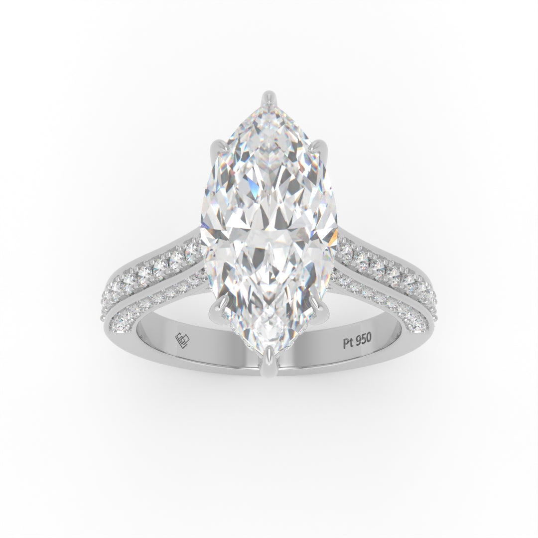 Katherine Marquise cut engagement ring 3D Diamond Band