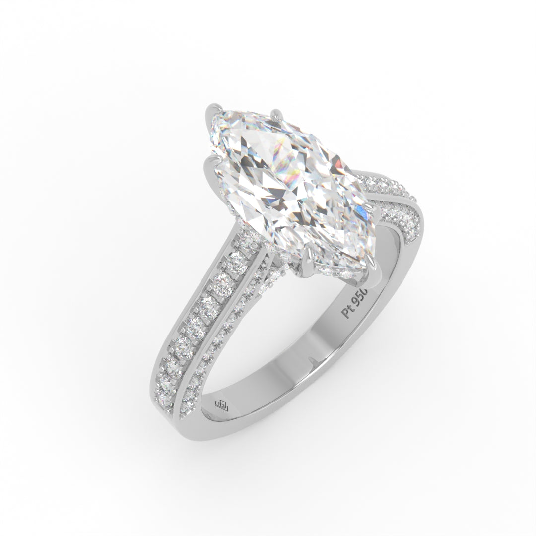 Katherine Marquise cut engagement ring 3D Diamond Band