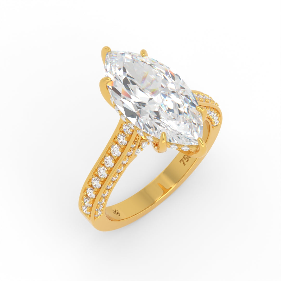 Katherine Marquise cut engagement ring 3D Diamond Band