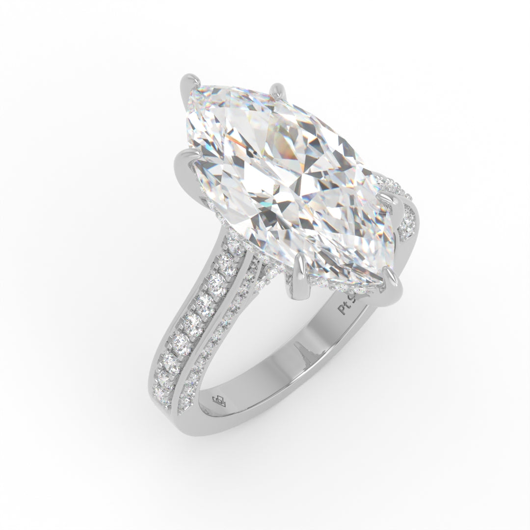 Katherine Marquise cut engagement ring 3D Diamond Band