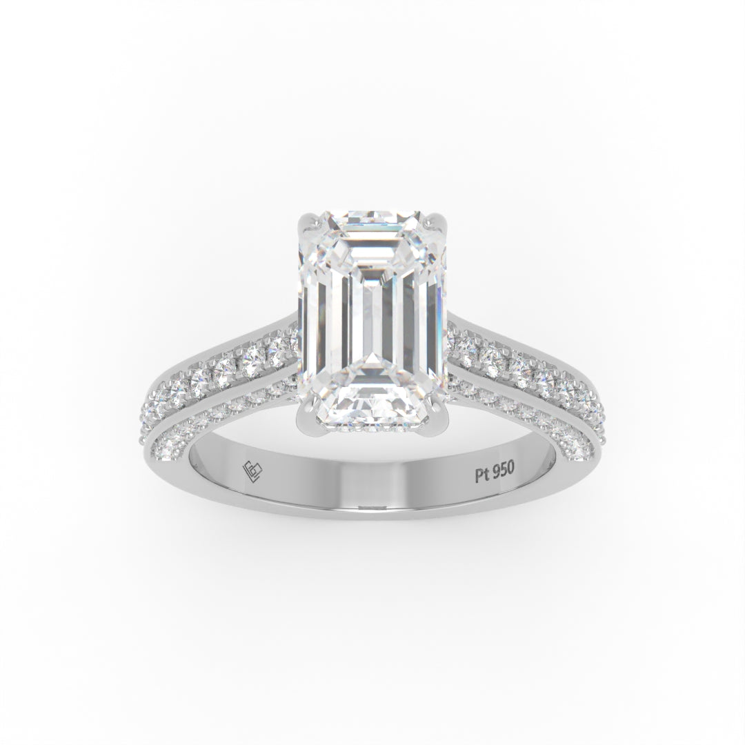 Katherine Emerald cut engagement ring 3D Diamond Band