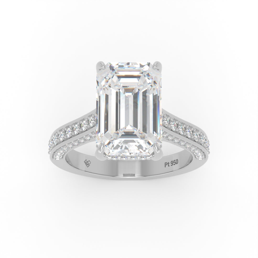 Katherine Emerald cut engagement ring 3D Diamond Band