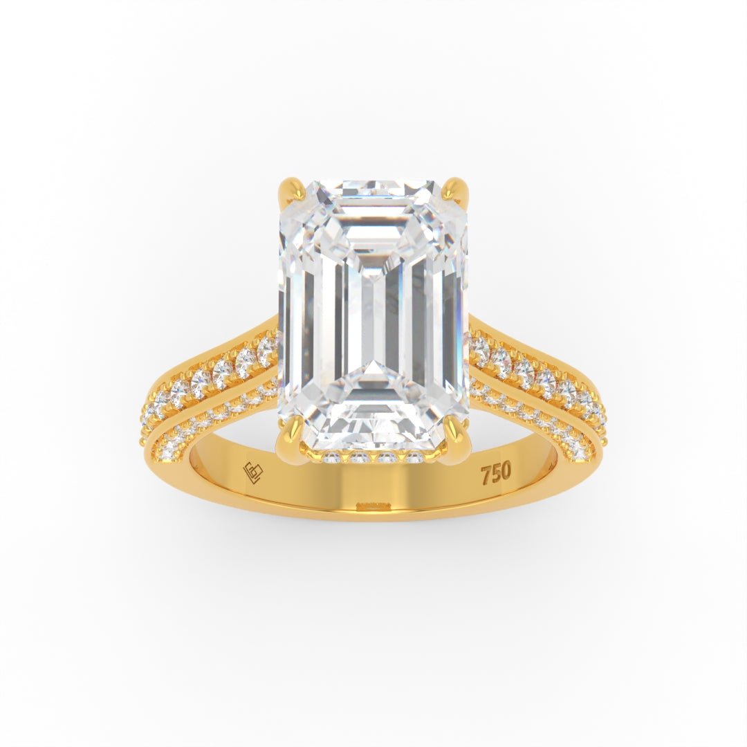 Katherine Emerald cut engagement ring 3D Diamond Band