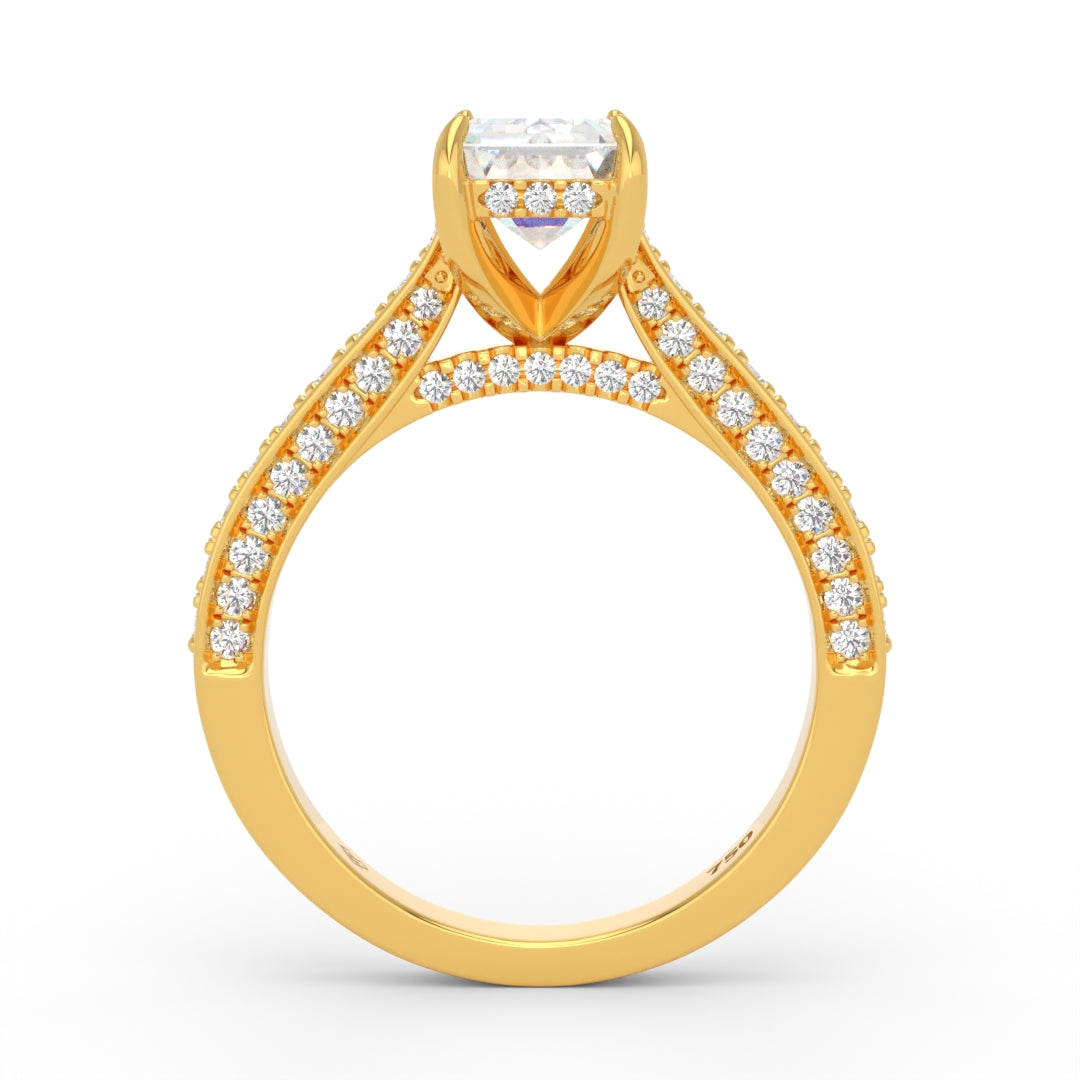 Katherine Emerald cut engagement ring 3D Diamond Band