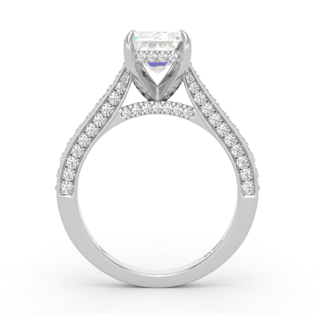 Katherine Emerald cut engagement ring 3D Diamond Band