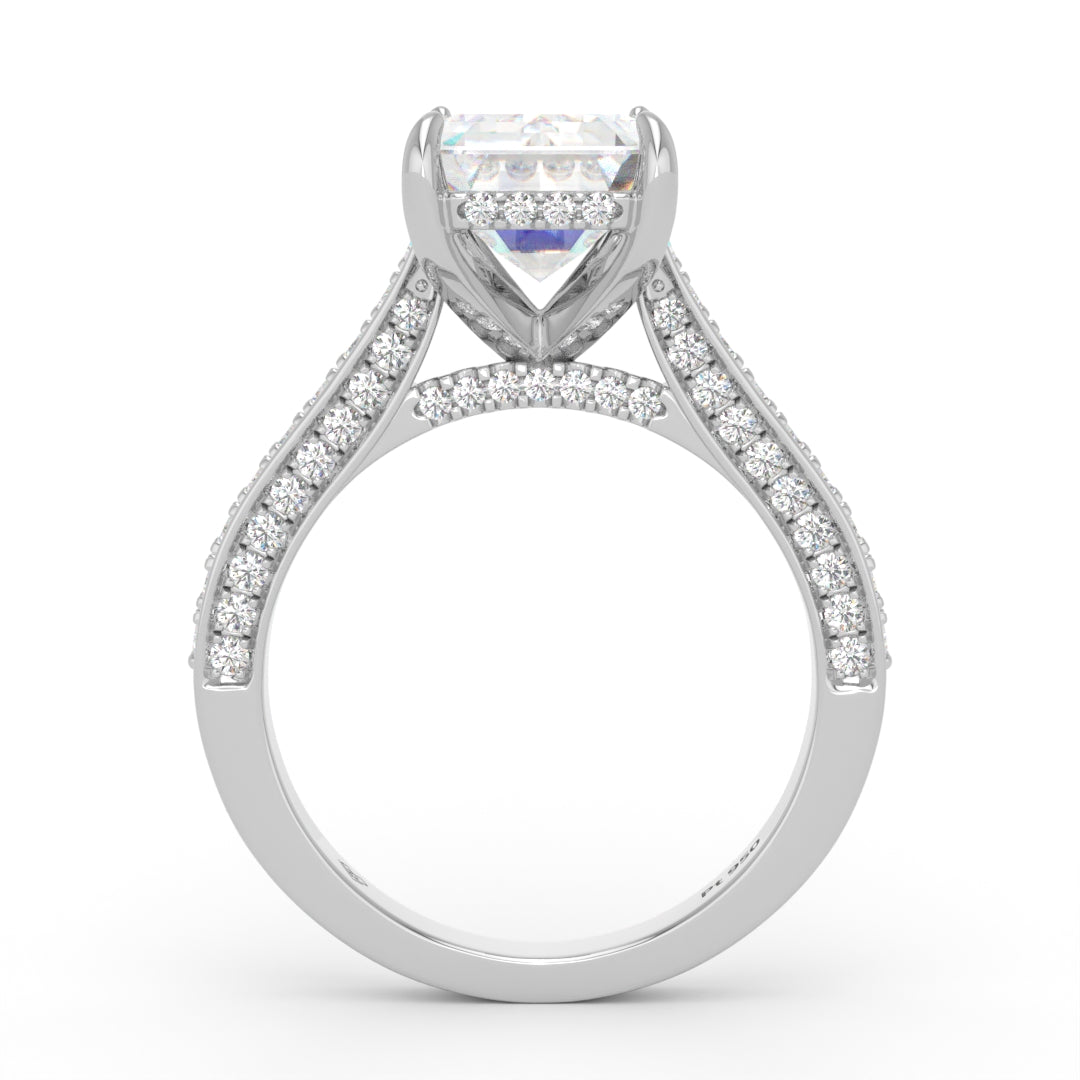 Katherine Emerald cut engagement ring 3D Diamond Band