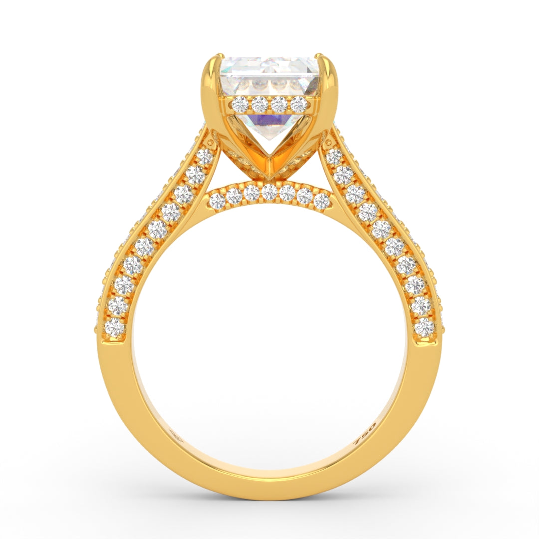 Katherine Emerald cut engagement ring 3D Diamond Band