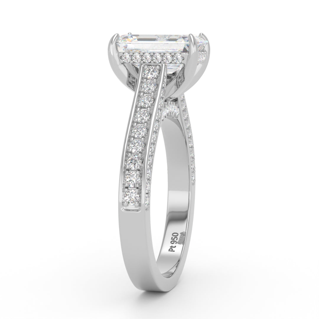 Katherine Emerald cut engagement ring 3D Diamond Band