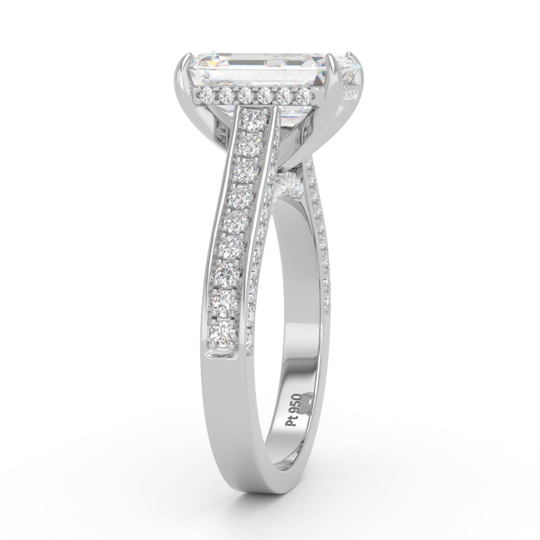 Katherine Emerald cut engagement ring 3D Diamond Band