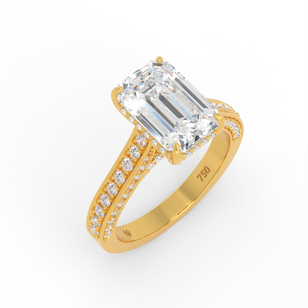 Katherine Emerald cut engagement ring 3D Diamond Band