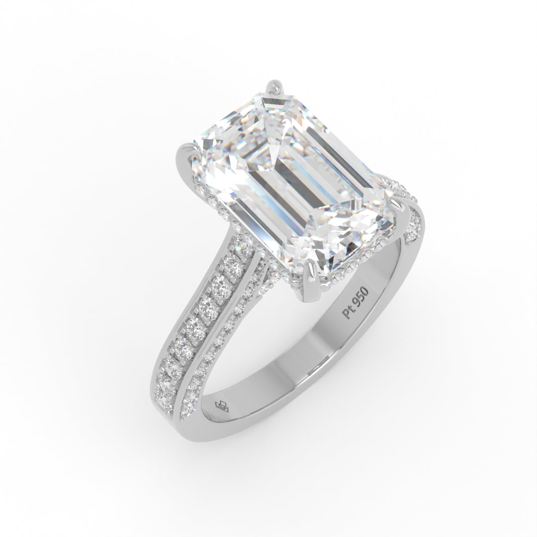 Katherine Emerald cut engagement ring 3D Diamond Band