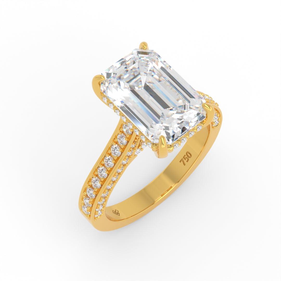 Katherine Emerald cut engagement ring 3D Diamond Band