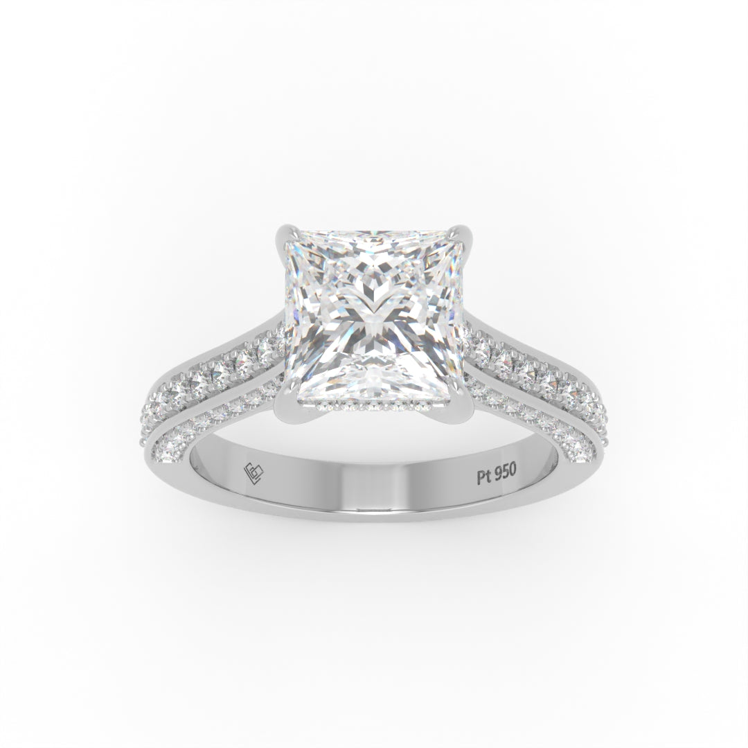 Katherine Princess cut engagement ring 3D Diamond Band