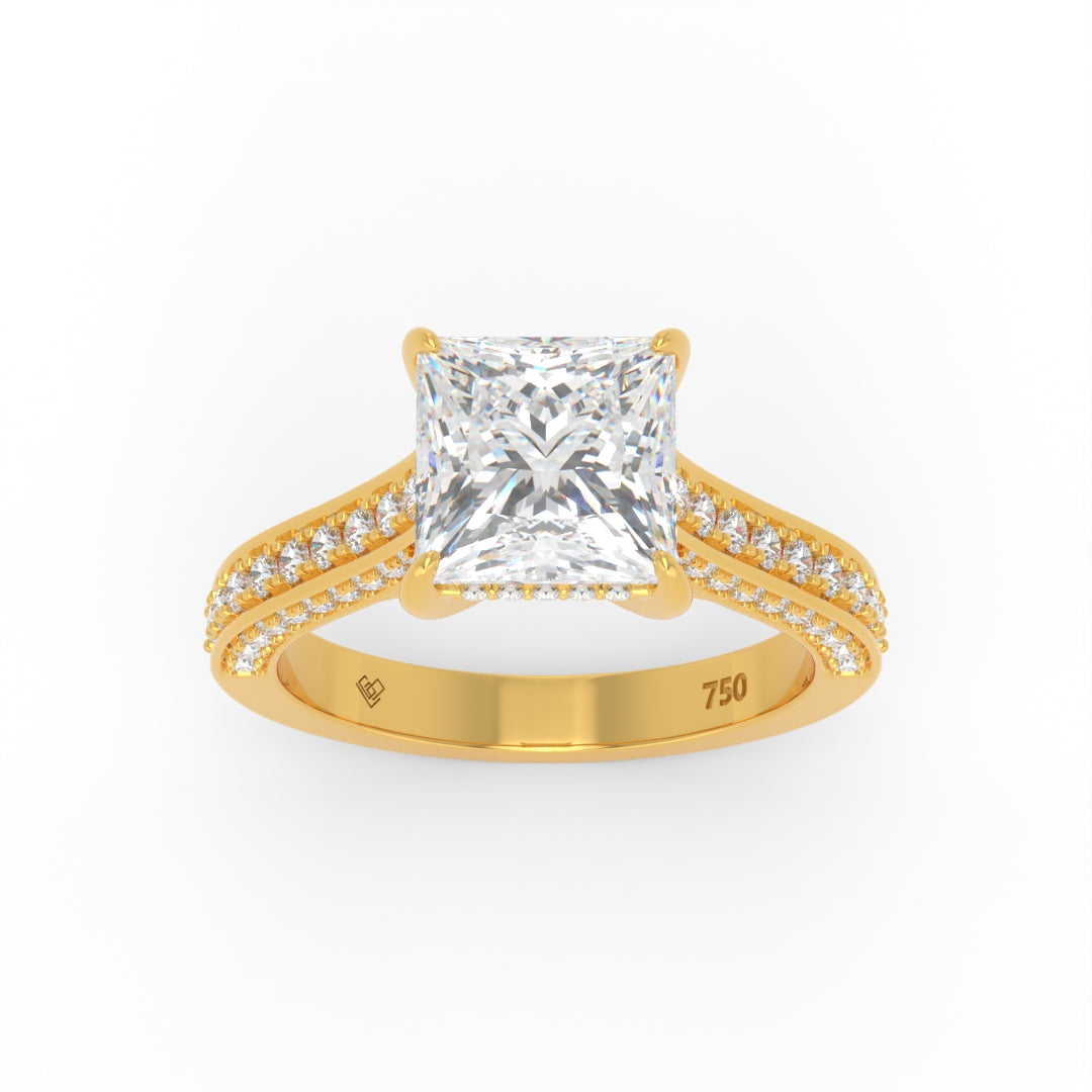 Katherine Princess cut engagement ring 3D Diamond Band