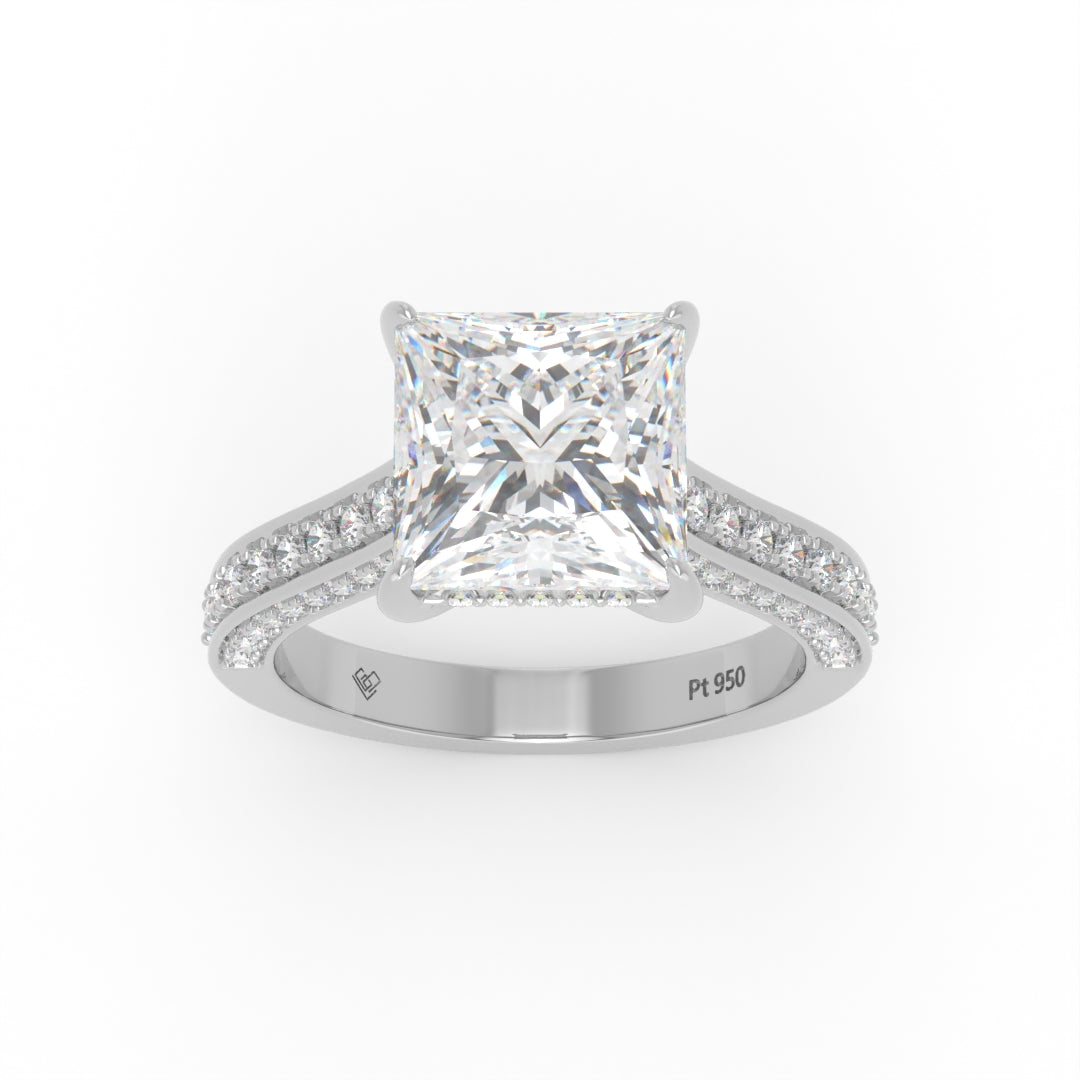Katherine Princess cut engagement ring 3D Diamond Band