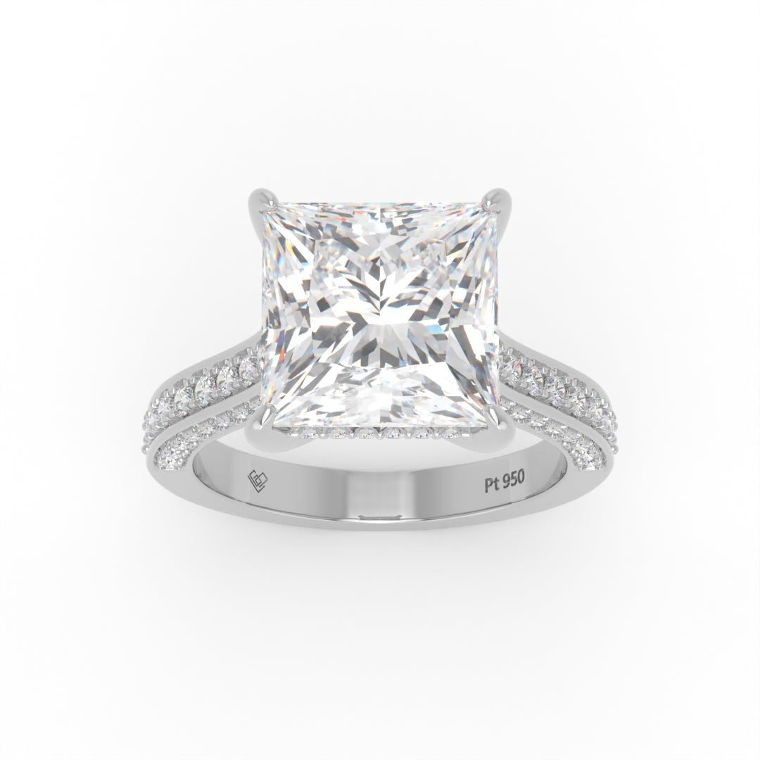 Katherine Princess cut engagement ring 3D Diamond Band
