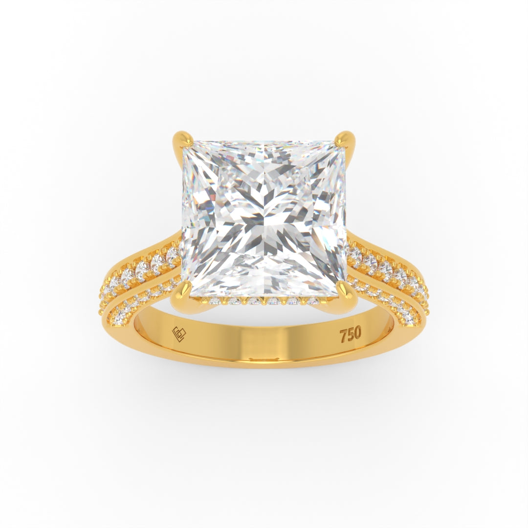 Katherine Princess cut engagement ring 3D Diamond Band