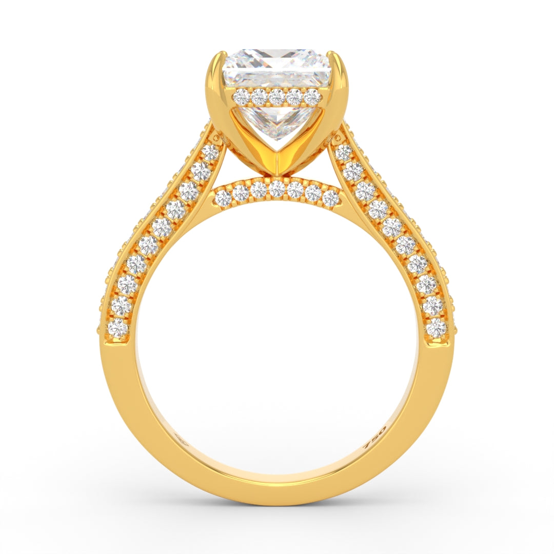 Katherine Princess cut engagement ring 3D Diamond Band