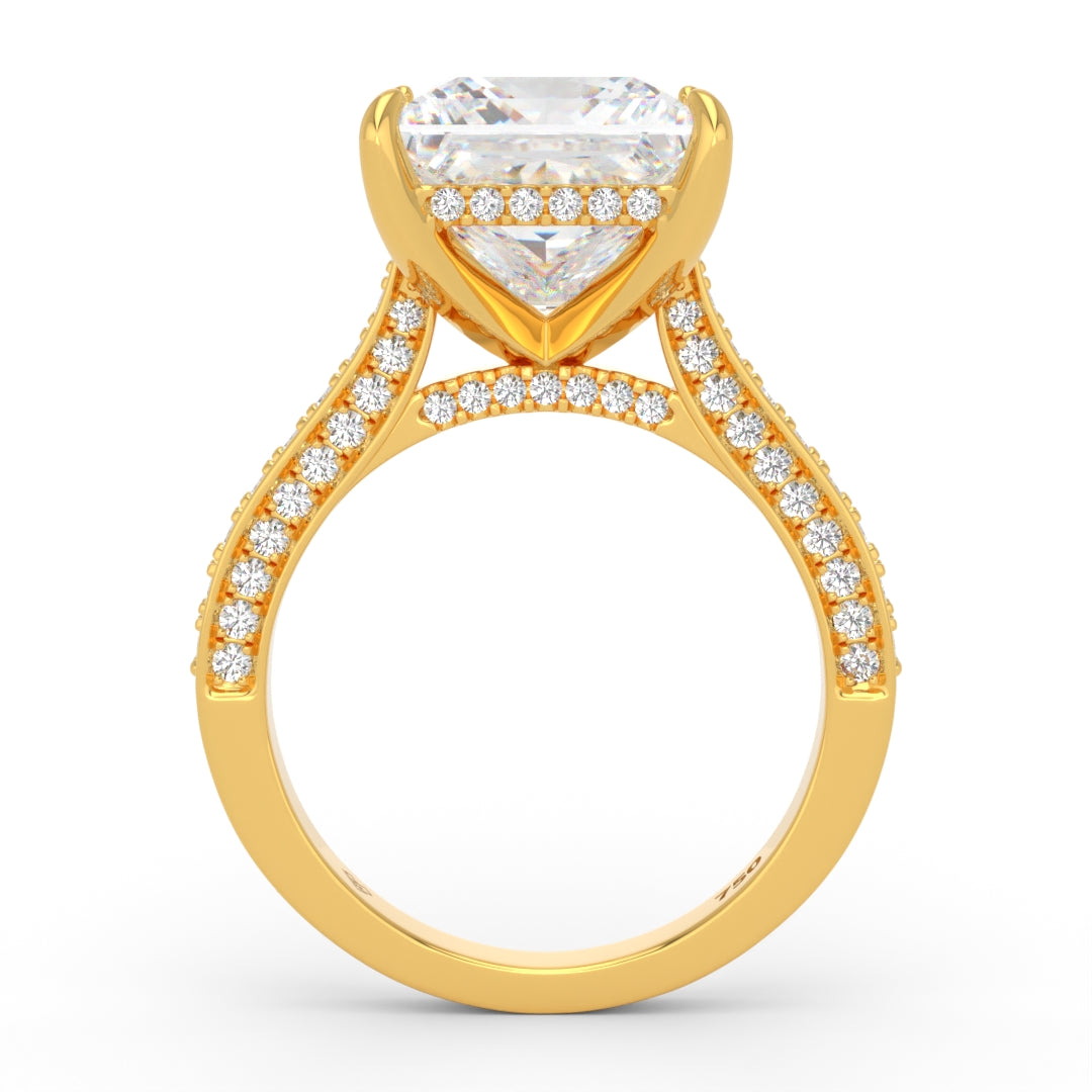 Katherine Princess cut engagement ring 3D Diamond Band
