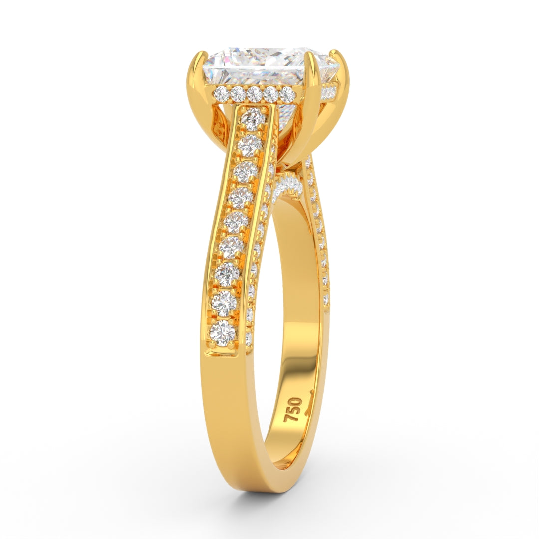 Katherine Princess cut engagement ring 3D Diamond Band