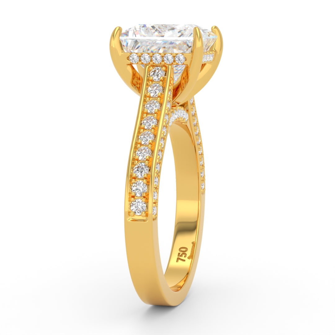 Katherine Princess cut engagement ring 3D Diamond Band