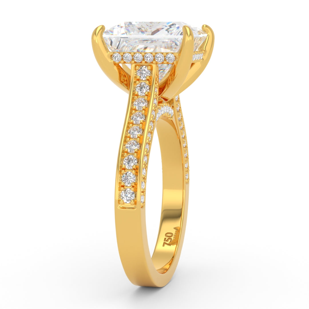 Katherine Princess cut engagement ring 3D Diamond Band