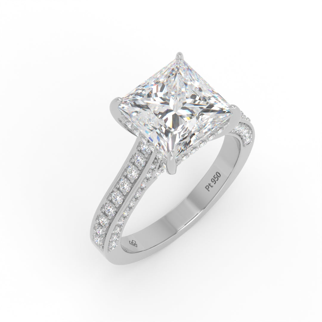Katherine Princess cut engagement ring 3D Diamond Band