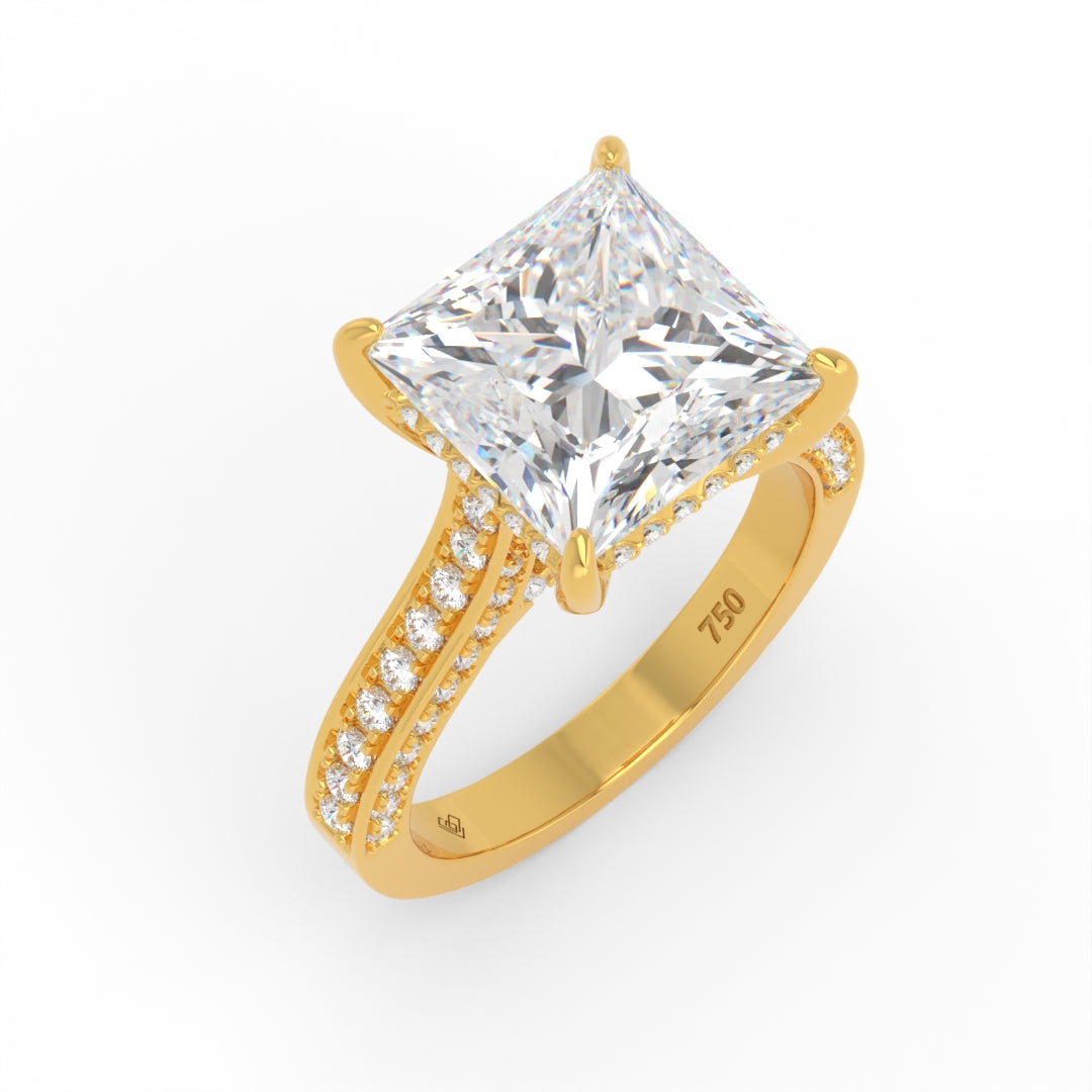 Katherine Princess cut engagement ring 3D Diamond Band
