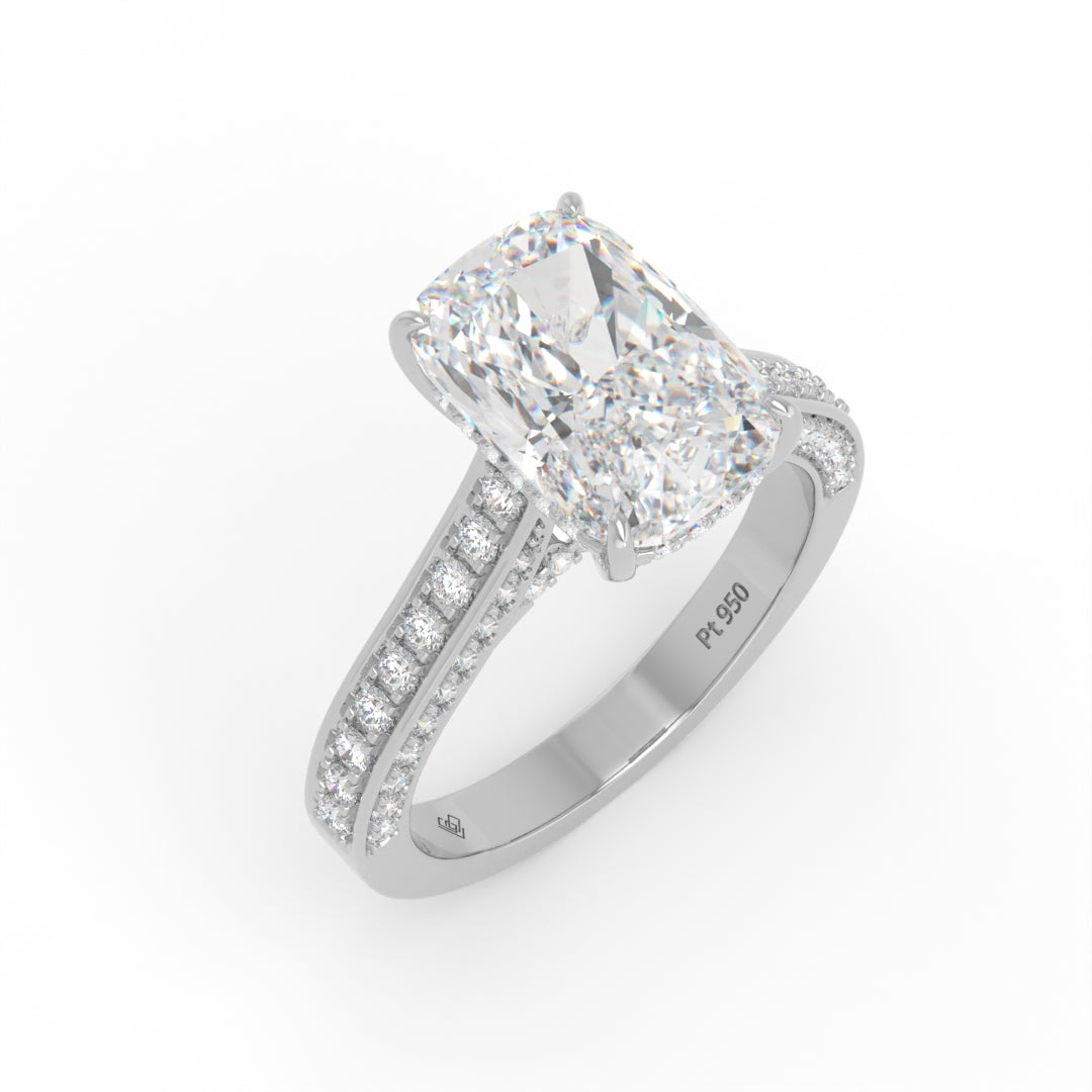 Katherine Cushion cut engagement ring 3D Diamond Band