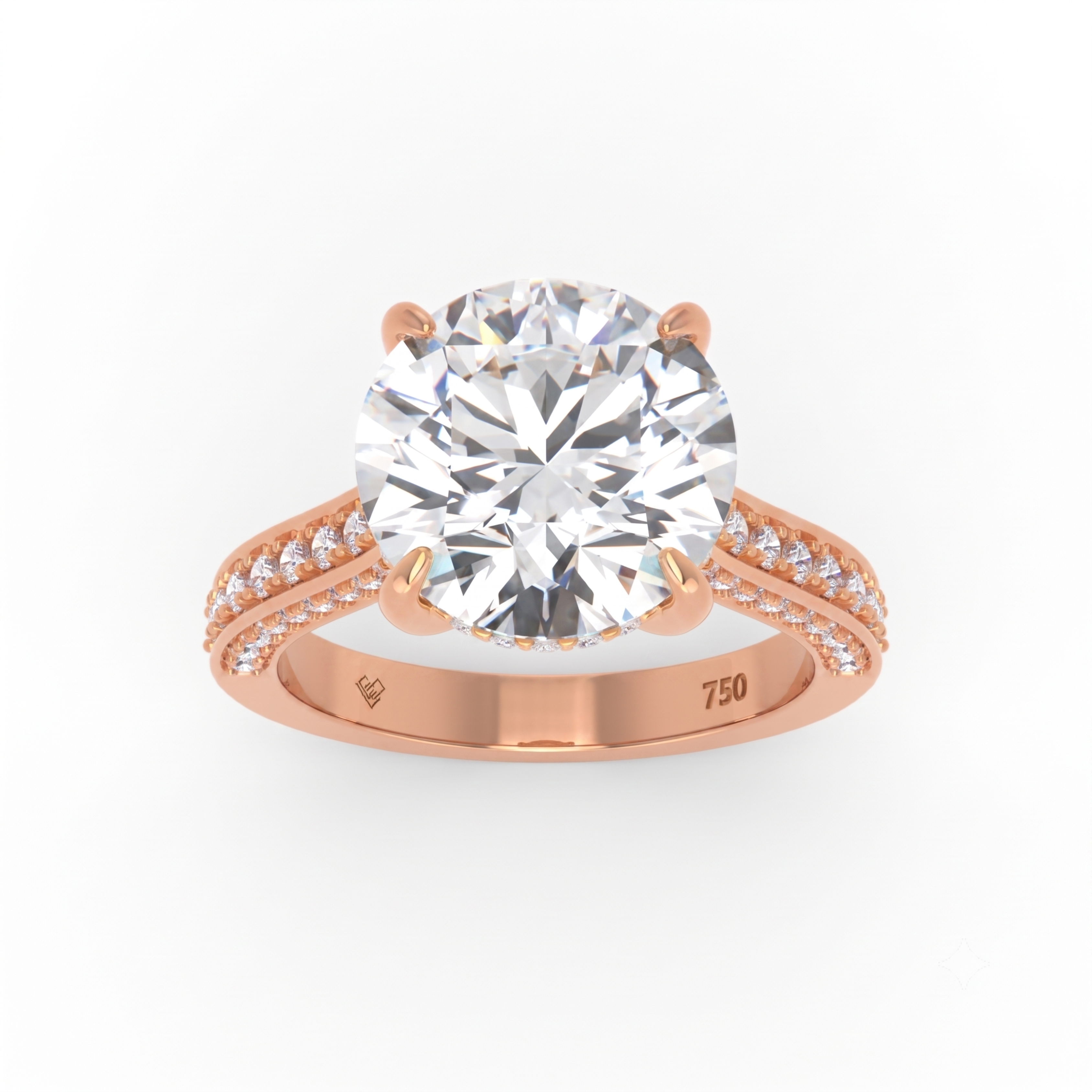 Katherine Round cut engagement ring 3D Diamond Band