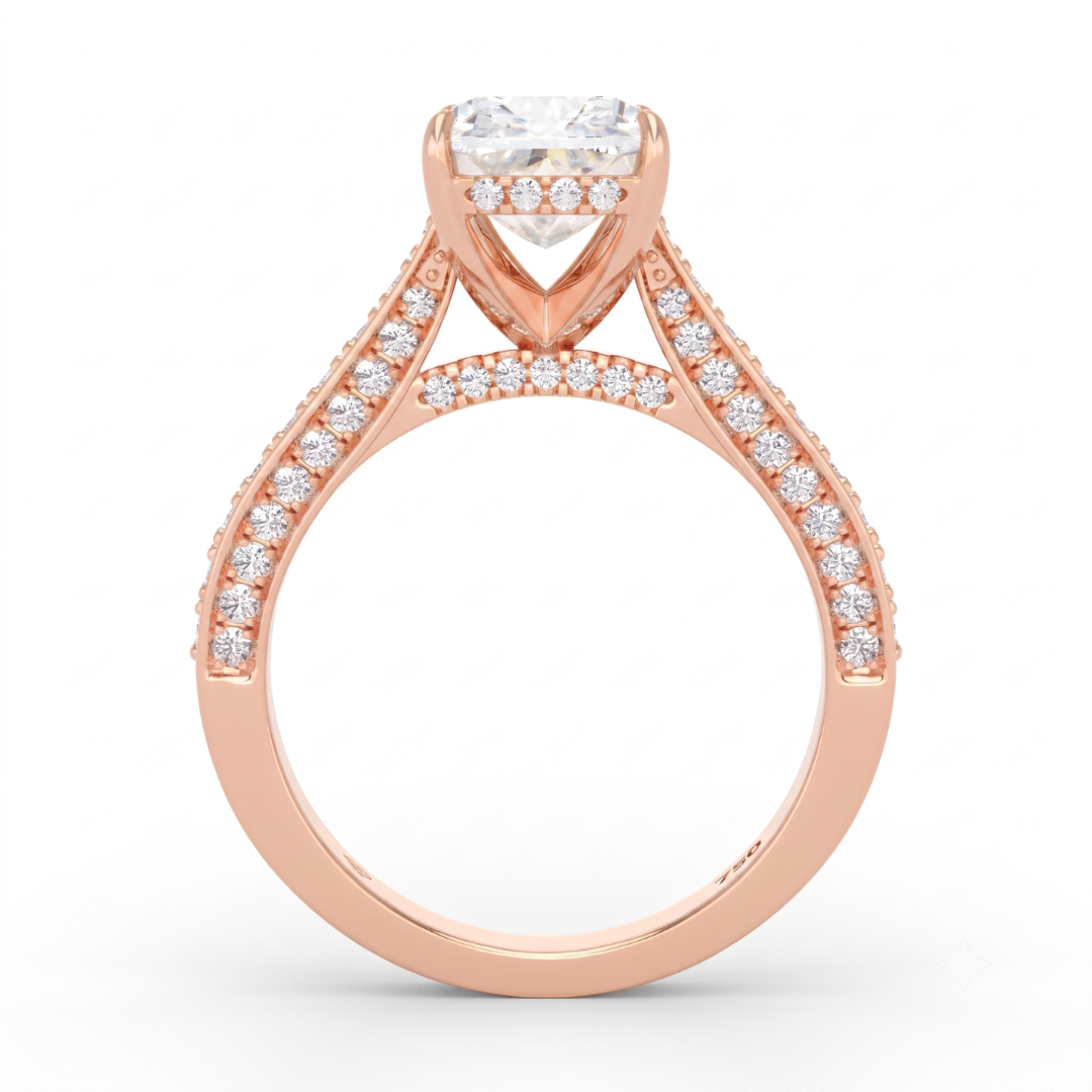 Katherine Cushion cut engagement ring 3D Diamond Band